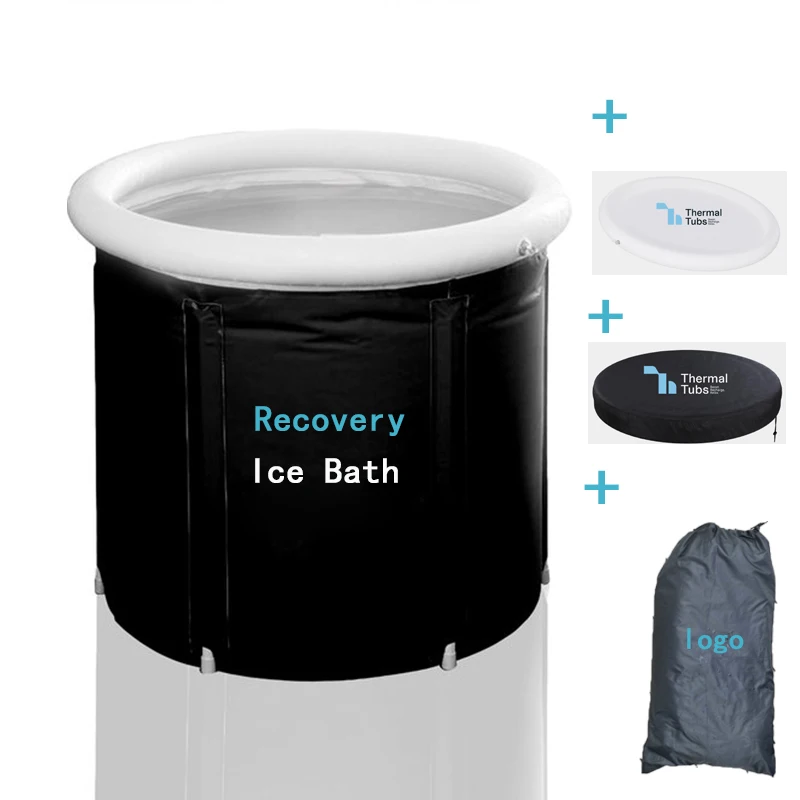 Custom Logo Brand Recovery Cold Plunge Therapy Ice Tub Portable Folding Adult Fitness Inflatable Ice PVC Bath Tub