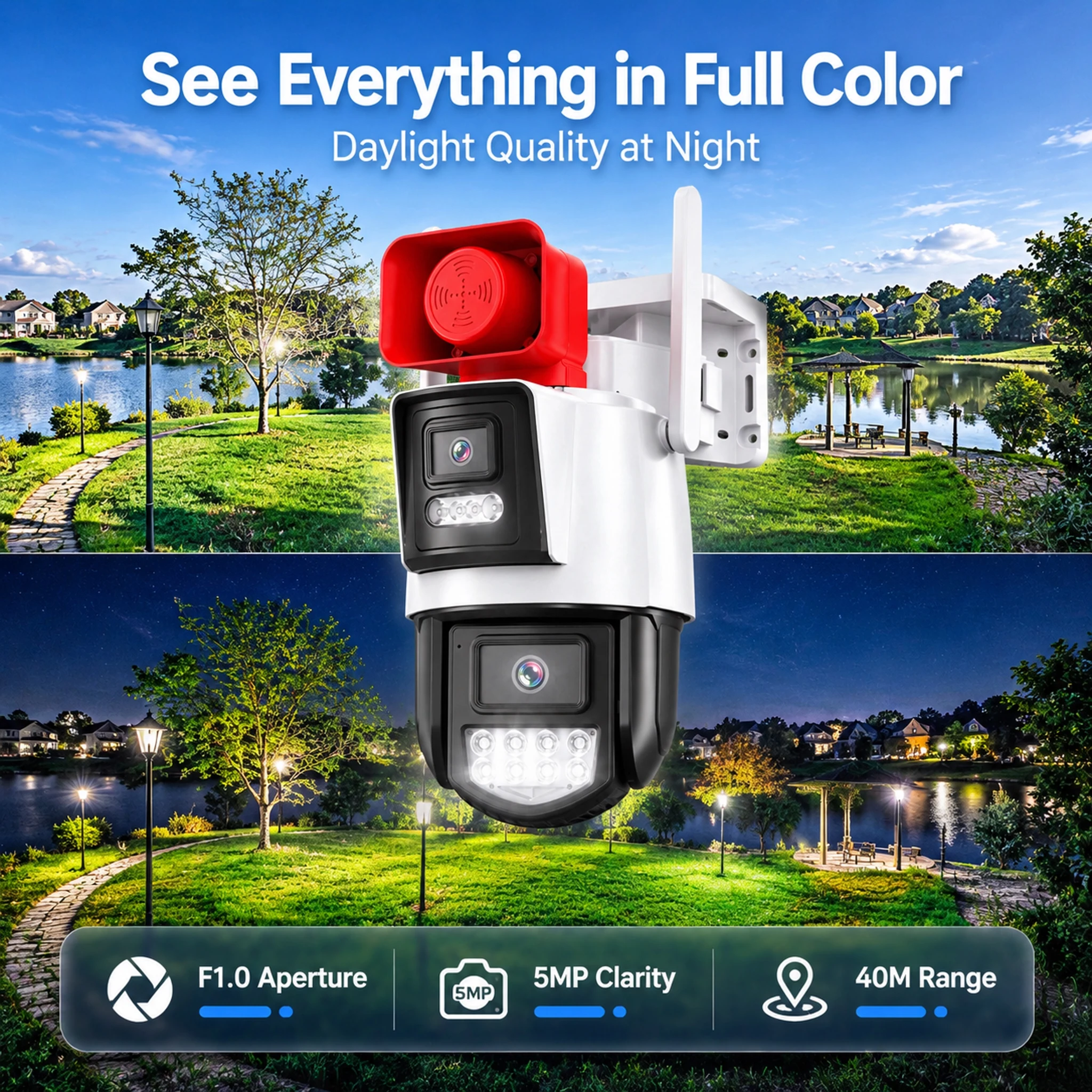 OKAM Black Light Night Vision F1.0 HD 10MP Dual Lens Solar Camera AOV Outdoor 4G SIM Camera Ai Detection Two-way Intercom HIEASY