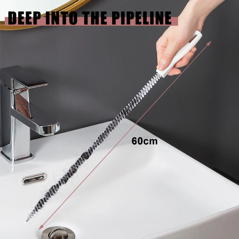 2pcs 45-60cm Pipe Unclogger Bathroom Hair Sewer Sink Cleaning Brush Sink Cleaning Brush Pipe Unclogging Tool