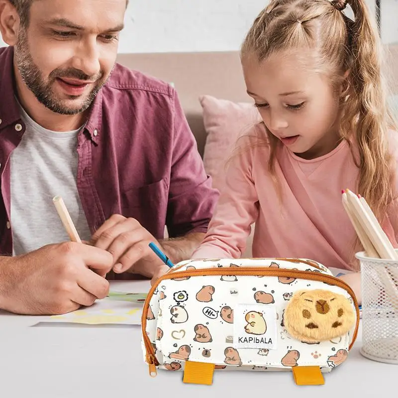 

Капибара пенал большой емкости Kawaii чехол для ручек капибара держатель для ручек дорожная косметичка органайзер для канцелярских принадлежностей для школы