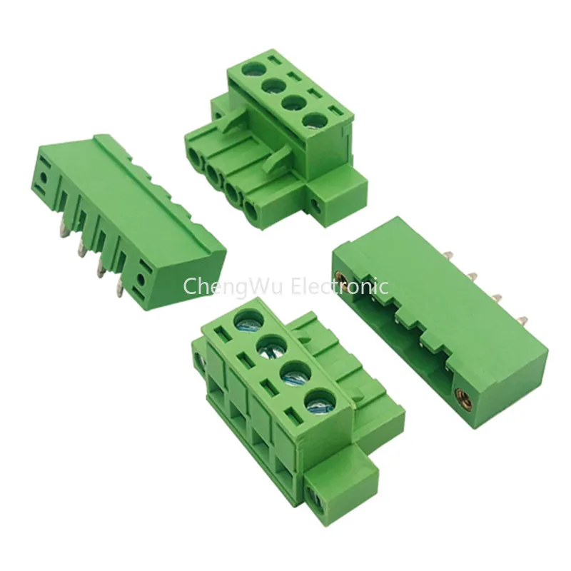 2sets 5.08mm 2 3 4 5 6 7 8 Pin Screw Terminal Block PCB Male Pin Header Right Angle Plus Female Socket Wire