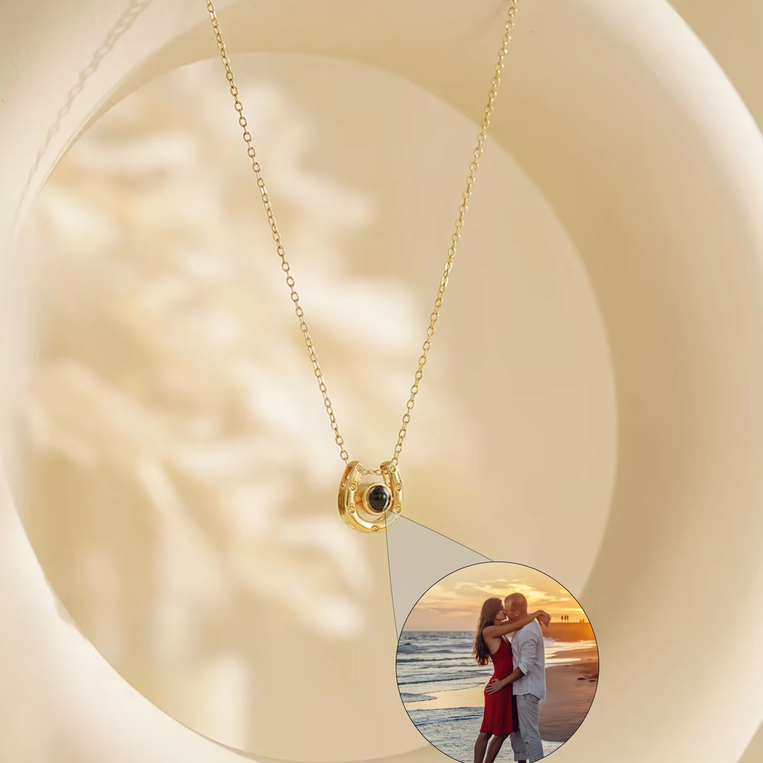 

Projection Necklace,Memorial Necklace in Gold Silver,Customized Projection Necklace with Picture,Photo Projection Birthday Gift