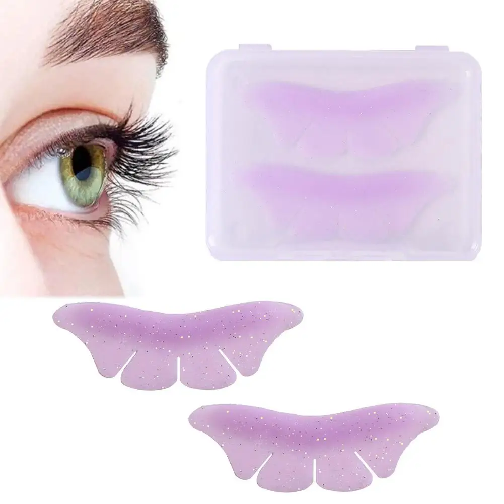 1 ペアシリコングリッター蝶ラッシュリフトパッドまつげ 3D まつげパッドロッドリフティングまつげエクステンションパーマアクセサリーカーラー V4J6