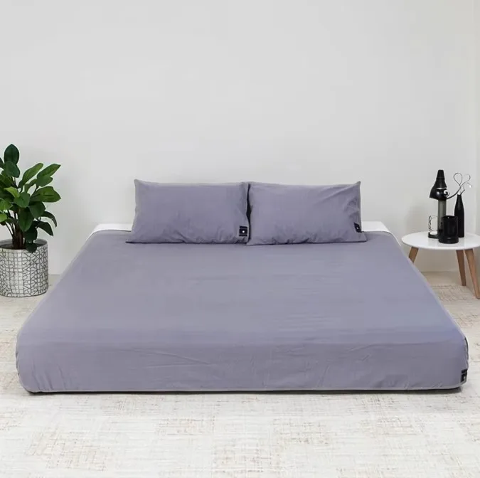 Set biancheria da letto extra large di dimensioni personalizzate 5% fibra d'argento 95% cotone organico Senzuolo con messa a terra antistatica Tessuto semplice tinto in filo