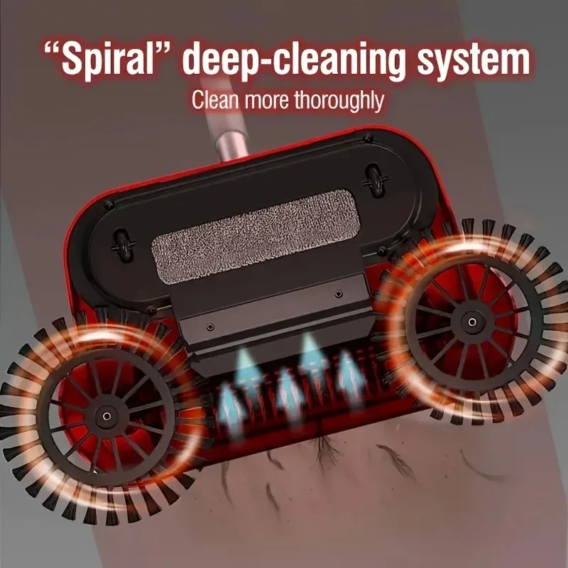 مكنسة كهربائية تعمل بالدفع اليدوي، متعددة الوظائف، منزلية جافة، ممسحة مبللة، اثنان في واحد، مقبض قابل للتعديل مع فرشاة زاوية