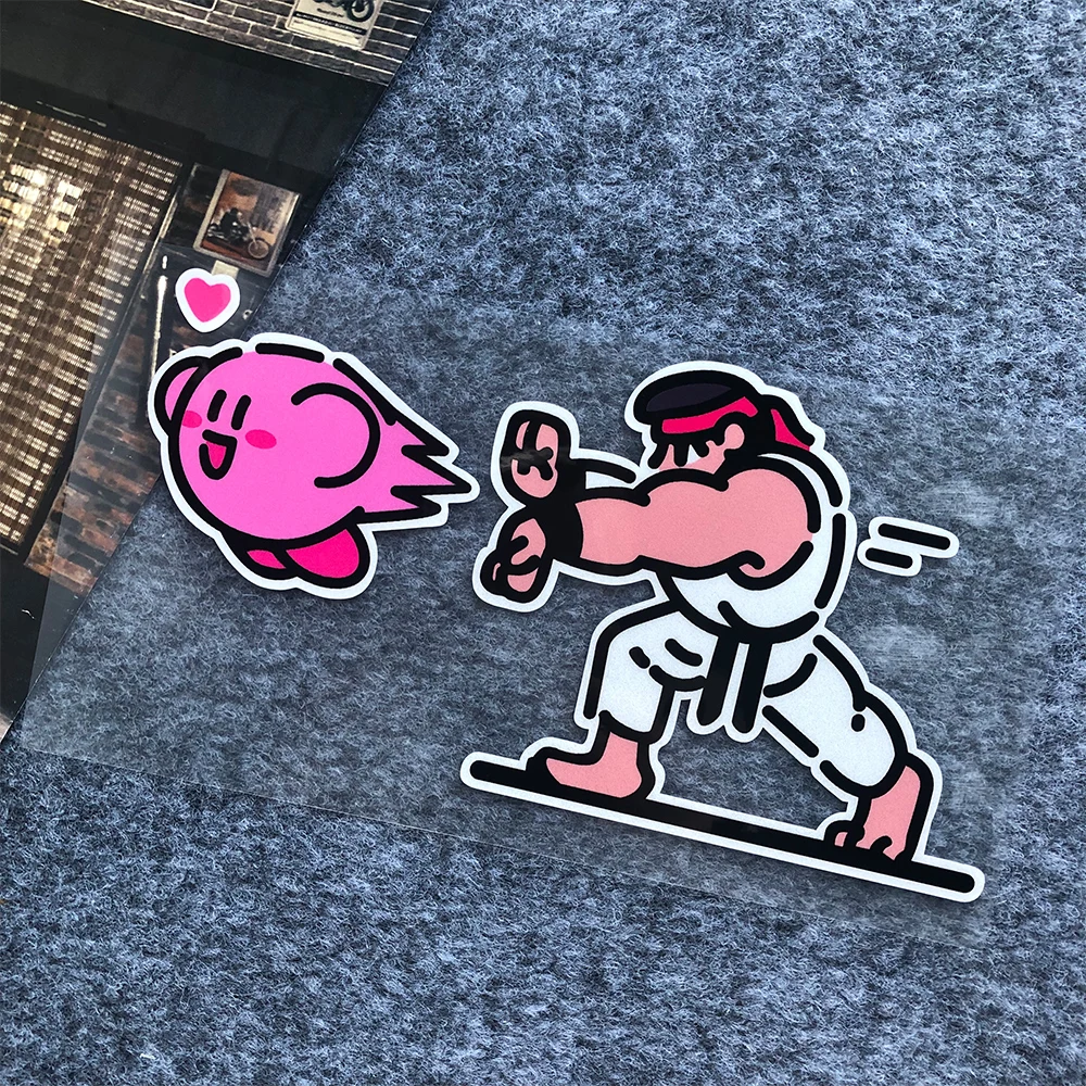 JDM Cute Anime Cartoon Game Linkage Boxing King Reflective Car Stickers Decor Motorcycle Scooter Auto Body Window Bumper Decals