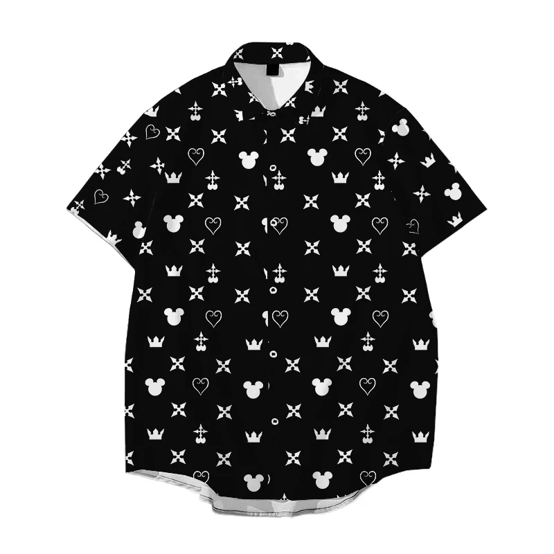 Kingdom Hearts 3D Printing Shirt Game Cartoon Graphic Fashion Streetwear Men Women Clothing Casual Male Short Sleeve ButtonShirt