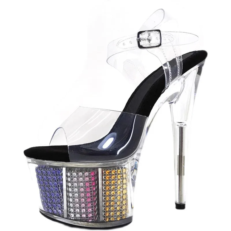 

Women's 17CM/7inches PVC Upper Plating Platform Sexy High Heels Sandals Pole Dance Shoes 032