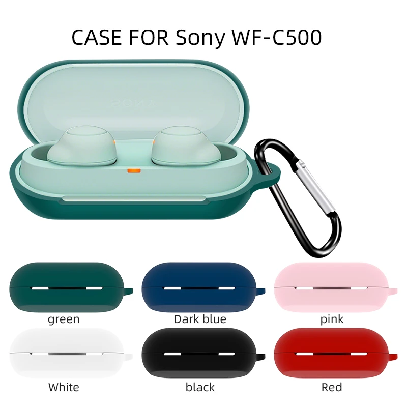 for Sony WF-C500 Case Wireless Earphone Accessories Protective cover WFC500 C500 Shockproof With Hooks