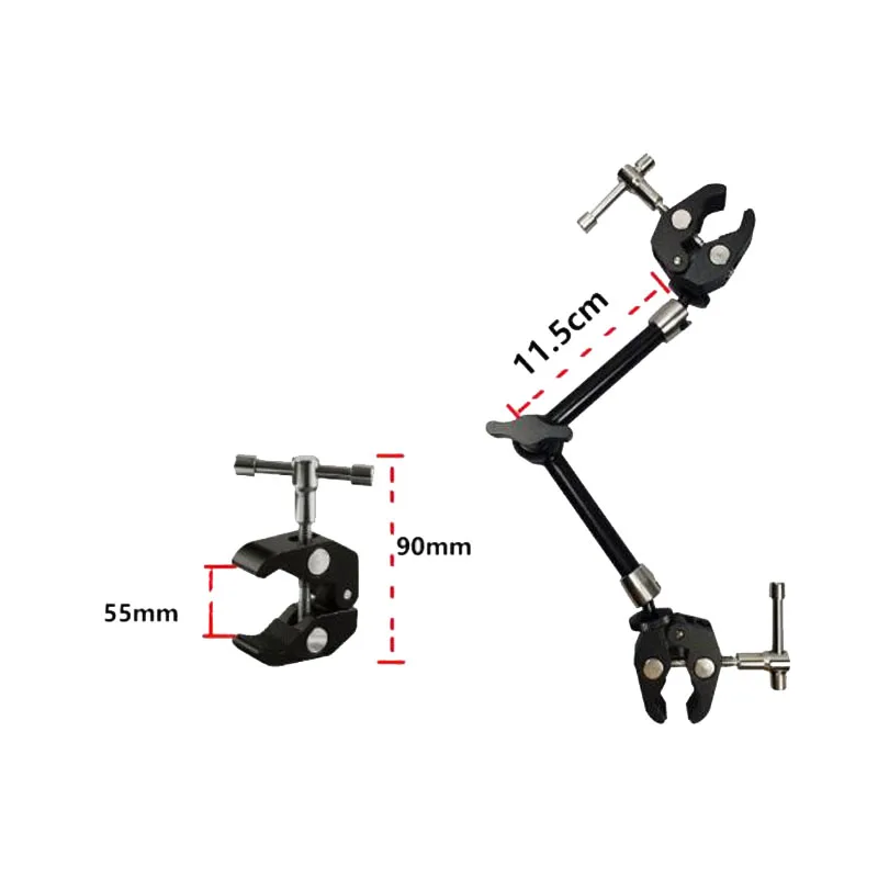11-inch machine vision special double-headed light source fixture level camera clamp lighting stainless steel bracket