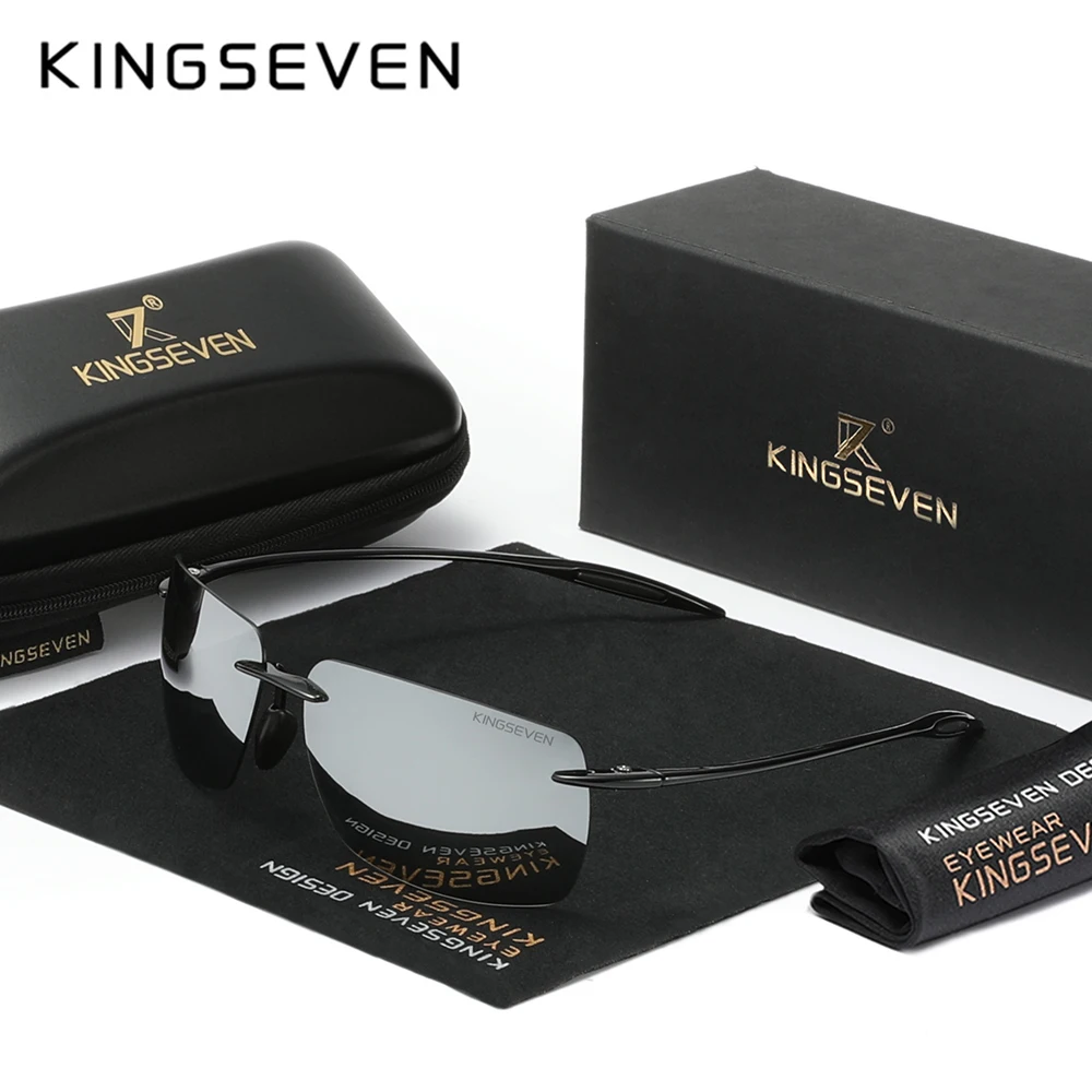 Okulary przeciwsłoneczne KINGSEVEN, lekkie, bezramkowe, prostokątne, męskie, vintage, TR90, ochrona UV 400, damskie okulary Oculos Feminino