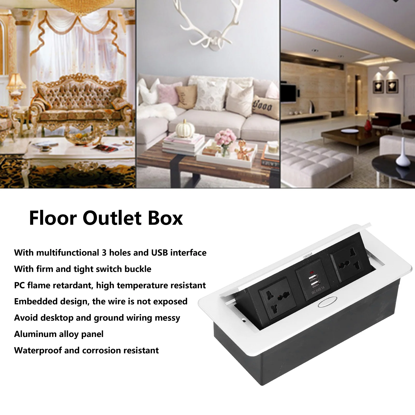 

Напольная электрическая розетка, всплывающая настольная розетка, 3 отверстия, двойной USB-блок питания, аксессуары, 250 В, 13 А