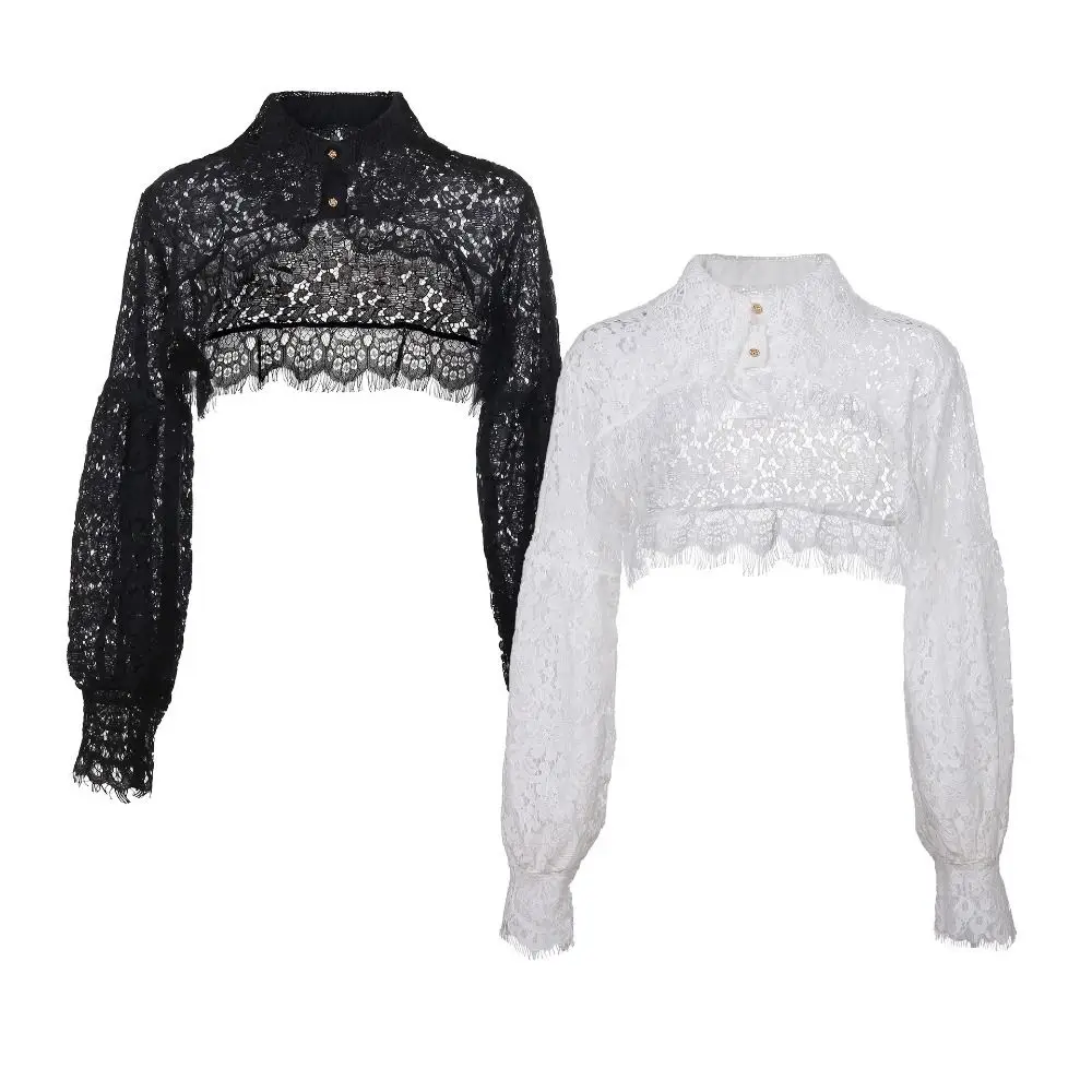 かわいいレース日焼け止めショールシフォン花柄偽襟服アクセサリー女性