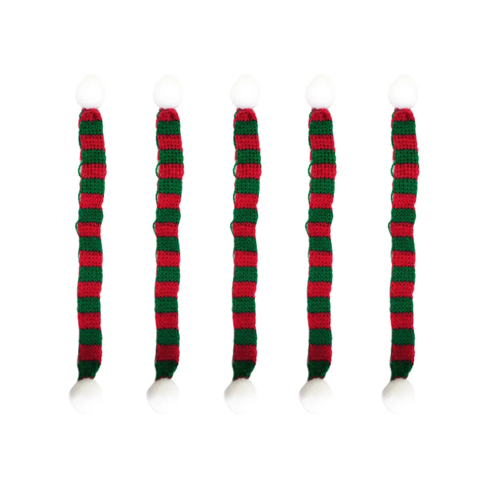 

10pcs 1X23Cm Knitted Scarf Mini Christmas Scarves For Wine Bottle Decor Red Green Striped Holiday Party Accessory Festive Home