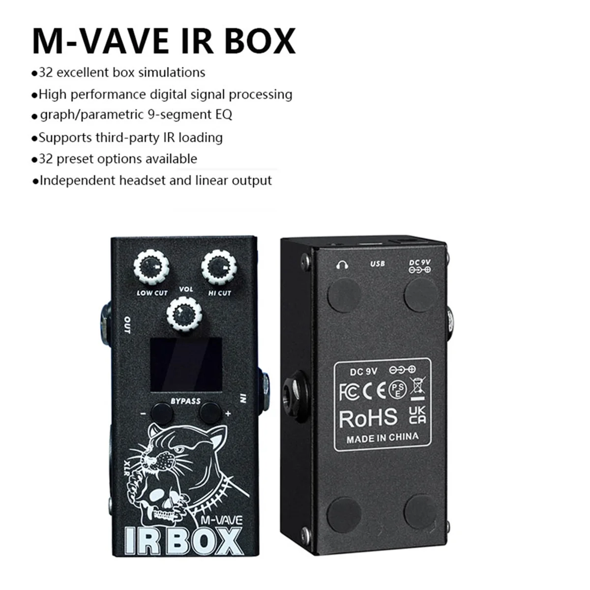 M-Vave IR-BOX Guitar Bass Effects 32 Preset Options Available Phone App Settings 9-Segment EQ ,As Individual EQ Effector