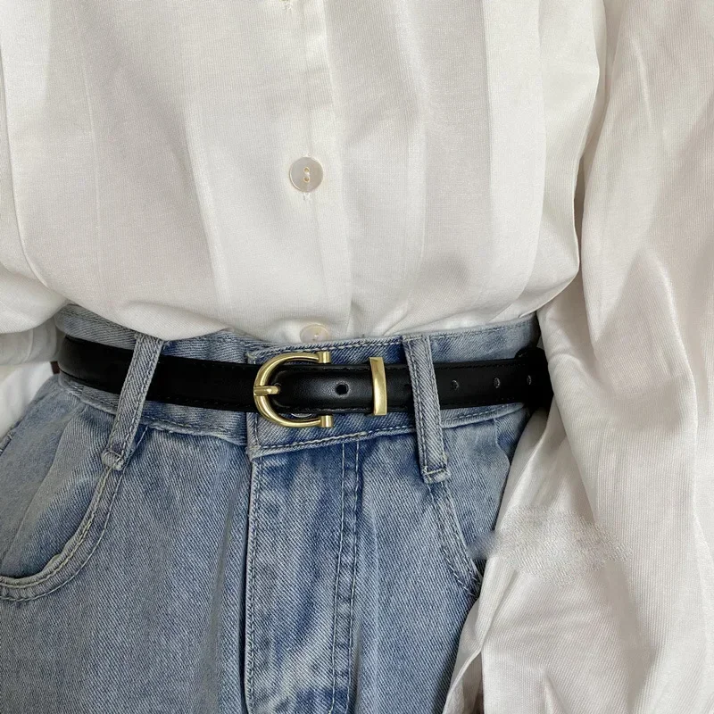 New Women's Fashionable Thin Buckle Belt Detachable Double Side Denim Belt Gift For Mothers And Girlfriends