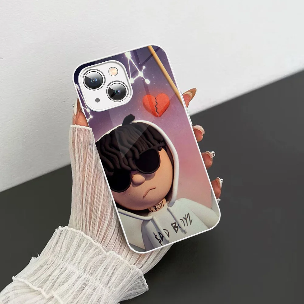 Junior H Singer Capa de telefone de vidro temperado para iPhone 14 13 12 11 Pro Mini XS MAX 14Plus X XS XR Capa