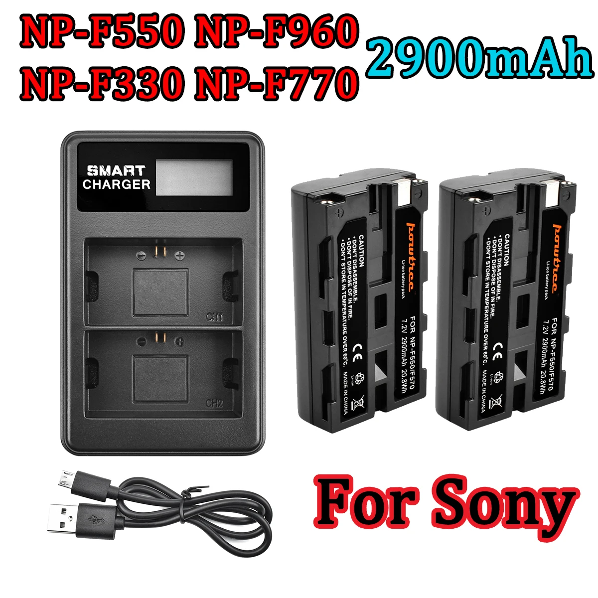 2900mah NP-F550 NP-F330 NP F550 NP bateria do aparatu F330 + ładowarka z podwójnym portem USB LCD do NP-F550 Sony NP-750 NP-F970 baterii aparatu