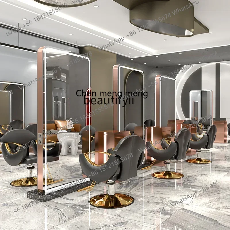 ss cn8350 ss 8350 Hair Salon Dressing Table Led with Light Touch Floor Hair Cutting Perm Mirror Barber Shop Double-Sided