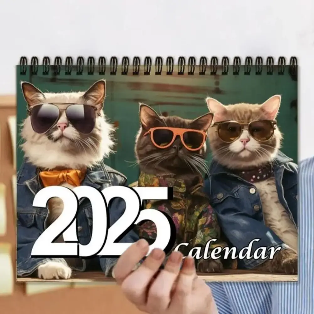 

2025 Calendar For Notes Planning Table Decorations Creative Funny Cat Calendar Portable Agenda Stylish Calendar