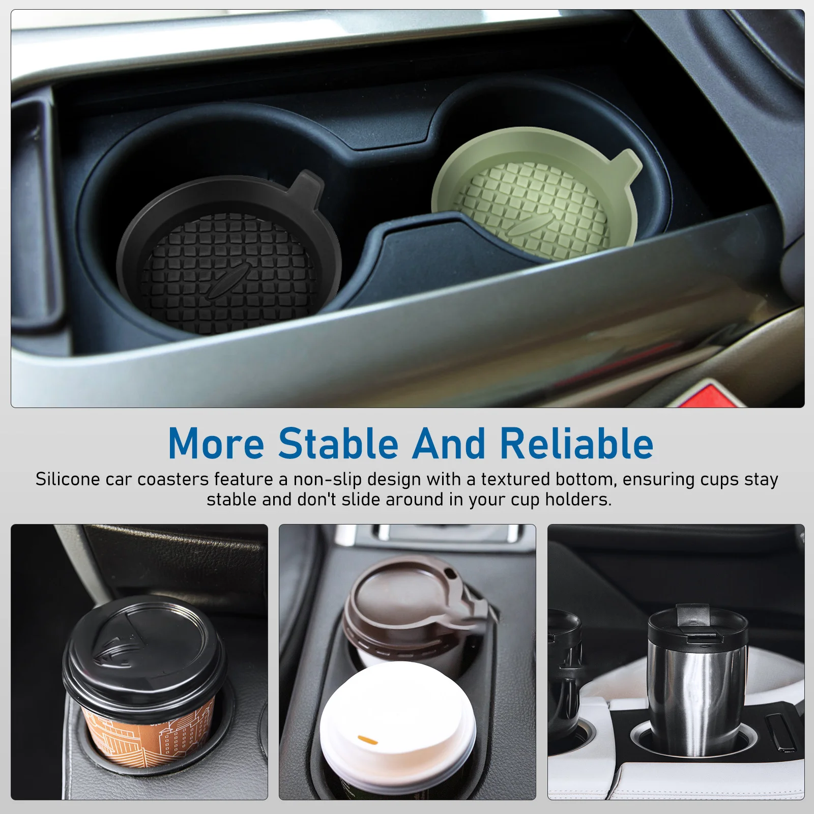 

4Pcs Car Cup Holder Coasters Silicone Universal Nonslip Insert Coasters Drink Protector Car Interior Accessories