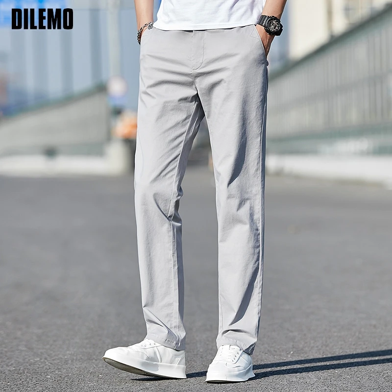 เกรด 98%ผ้าฝ้ายแบรนด์ใหม่สตรีทแวร์ลำลองแฟชั่น SLIM FIT กางเกงยาวตรงกางเกงดินสอเสื้อผ้าผู้ชาย