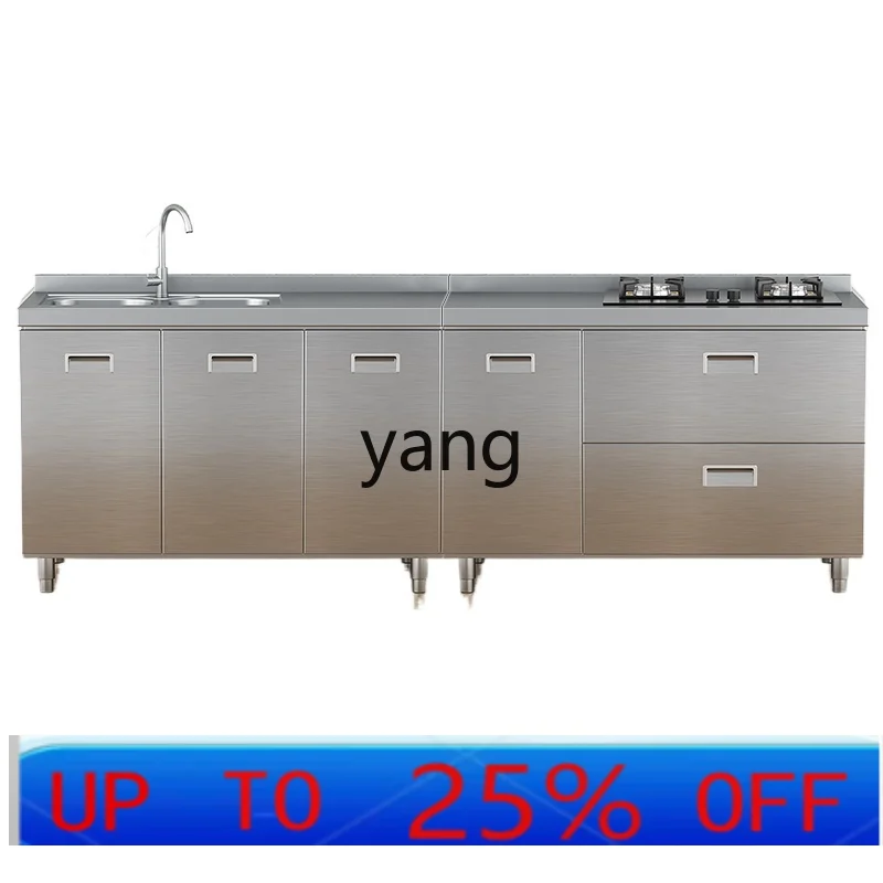 LMMintegrated stainless steel cabinet simple sink stove cabinet integrated rural storage basket cupboard
