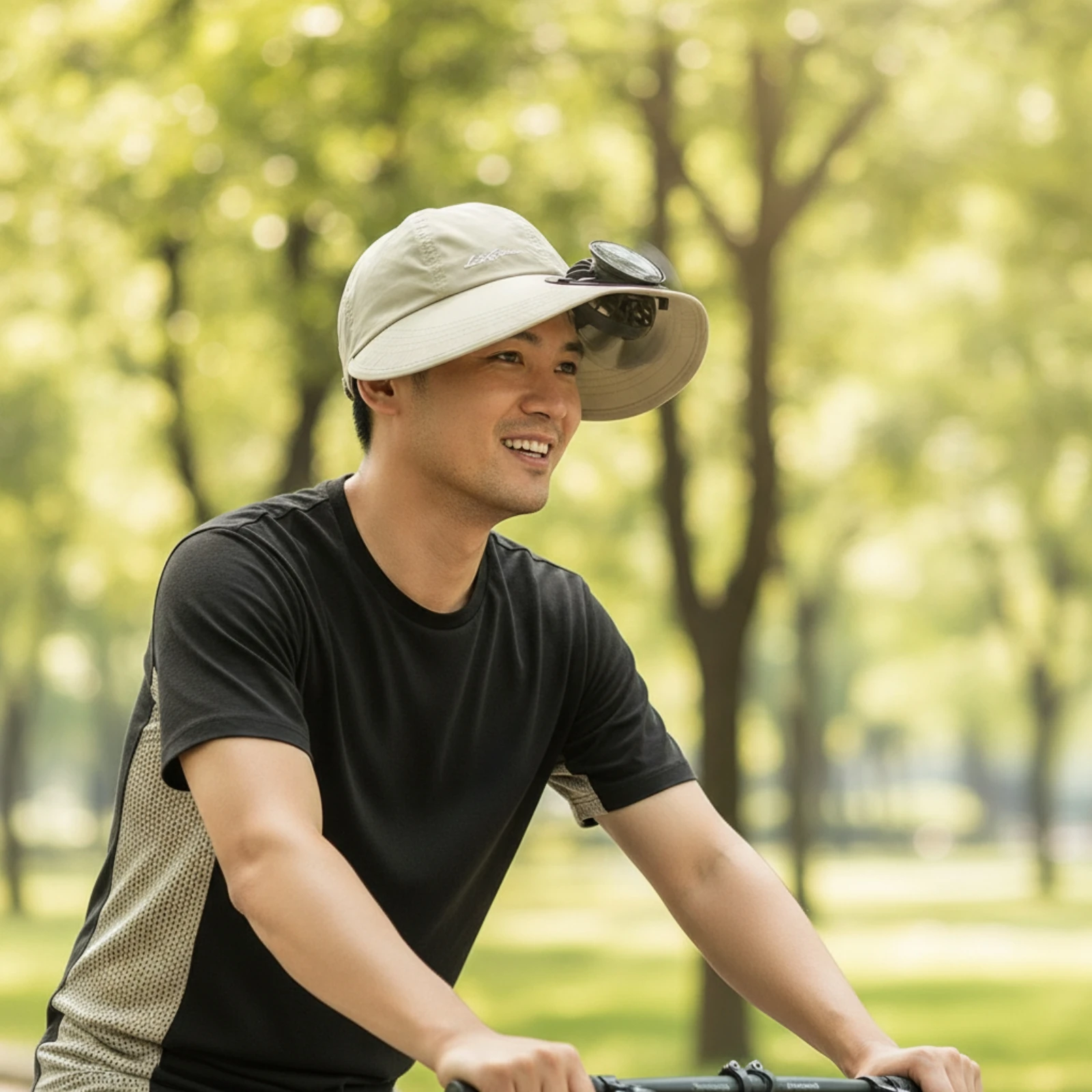 Baseball Cap with Solar Fan Hands-Battery-Free Solar Fan Hat Cap with Visor Wide Brim for Hikers, Hiking, Gardening