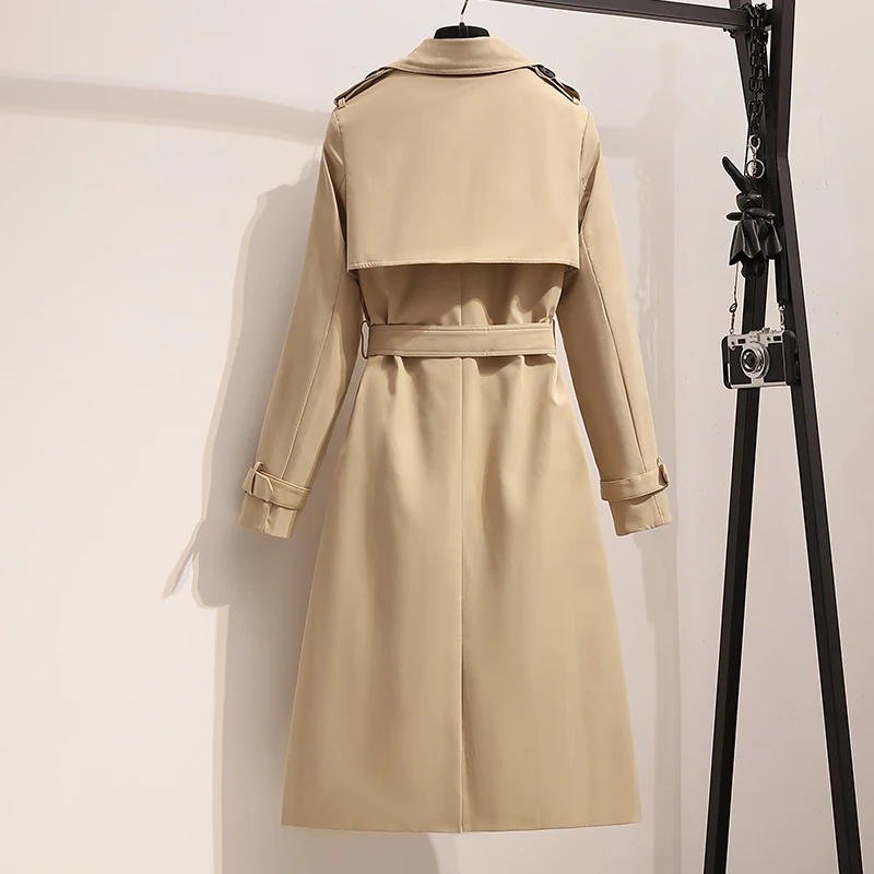 Mode Trenchcoat hochwertige Frühling und Herbst Khaki mittellanges Temperament schlanke Mäntel klassische Freizeit mantel Frauen