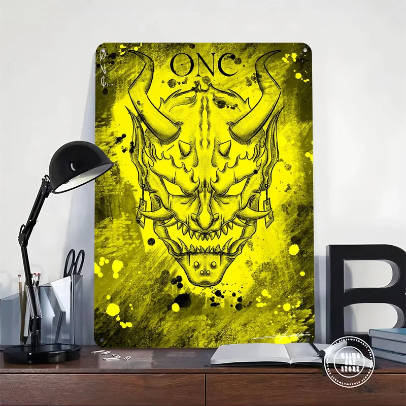 YELLOW DEMON Tinplate Poster Custom Wall Art Vintage Metal Signs Retro Tin Plaque for Office Decor Wand Deko Garage Decoration