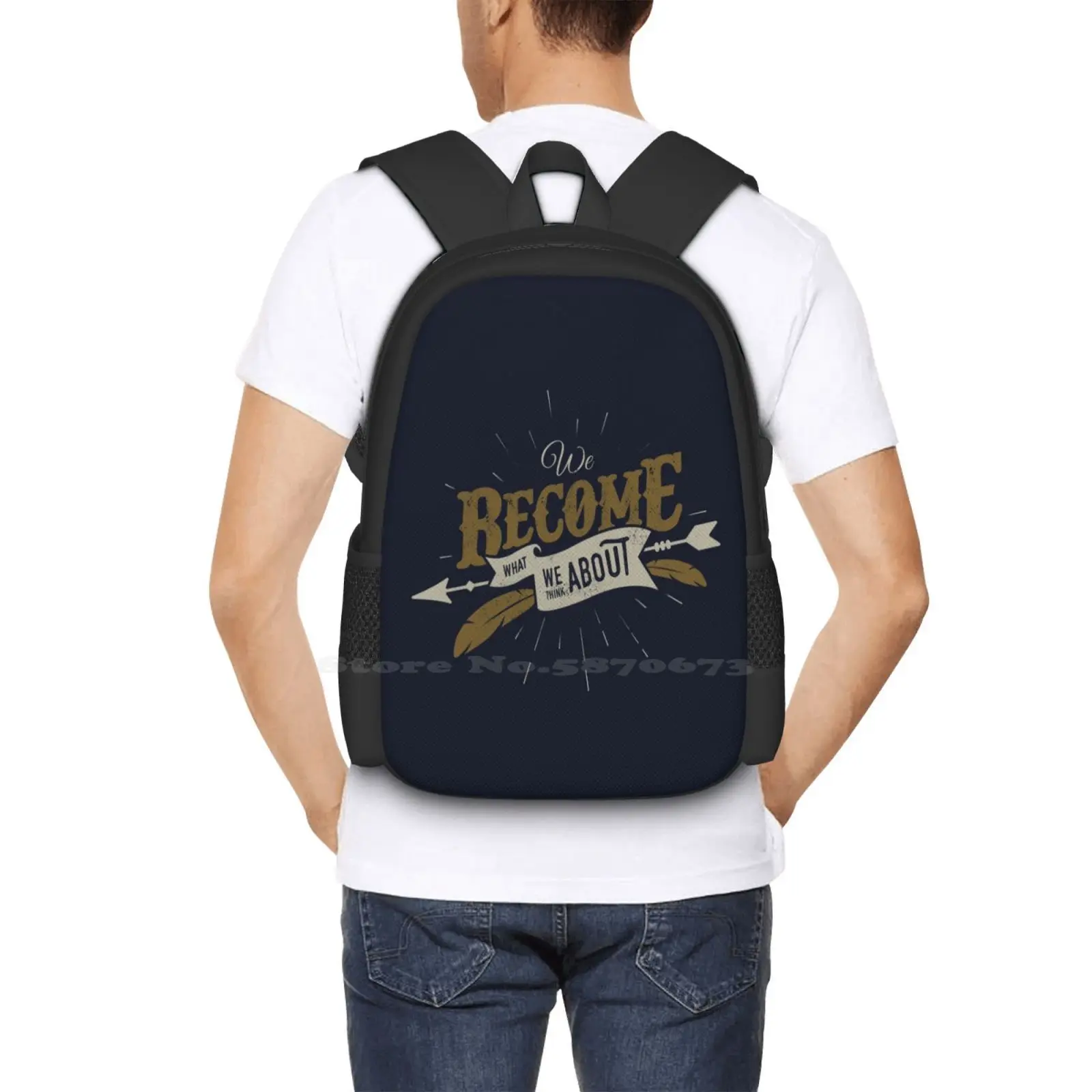 Nous devenons ce que nous pensons Sacs à dos pour l'école, Adolescents Bol Sacs de voyage Citations Vectorart Webecomewathink