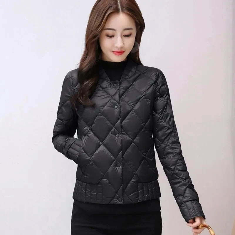 Light Thin Women\'s Down Cotton Coat 2024 Winter New Parkas Short Female Korean Loose Thin Jacket Stitching Padded Overcoat Tops