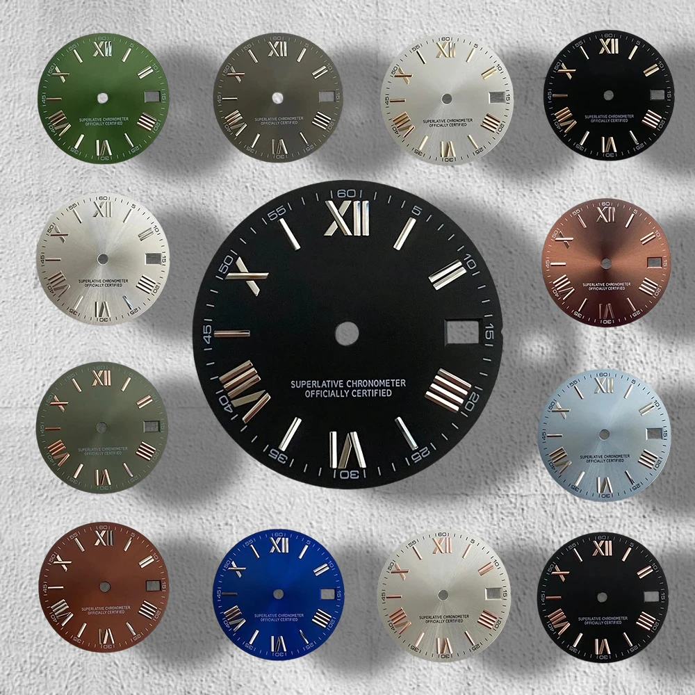 Cadran en chiffres romains avec logo S, 28.5mm, adapté au mouvement NH35, NH36, accessoires NH35 de haute qualité, modification de montre