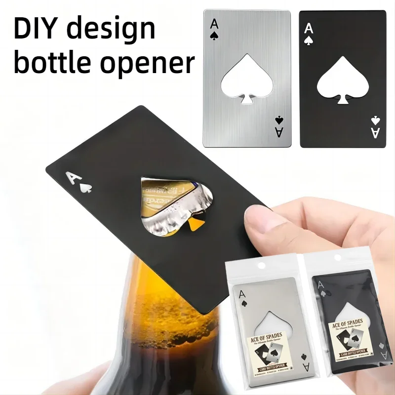 Creative Ace of Spades Poker Card Bottle Opener Stainless Steel Portable Beer Opener Credit Card Size Bar Tool Kitchen Tools