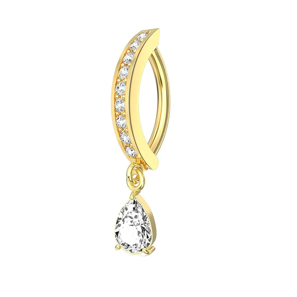 Stainless Steel Crystal Clicker Belly Button Ring