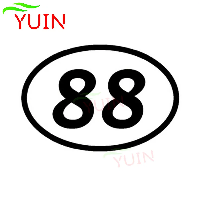 YUIN 88 Eighty-eight Oval Cross-country Motorcycle Sticker Fashion Decoration PVC Waterproof Decal Black/white/red/laser/silver