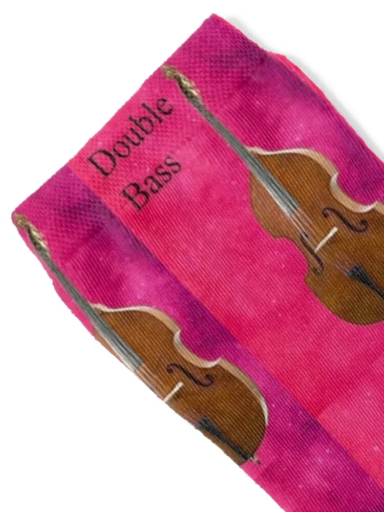 Big Double Bass on Pink Socks Climbing ankle christmass gift Socks Ladies Men's