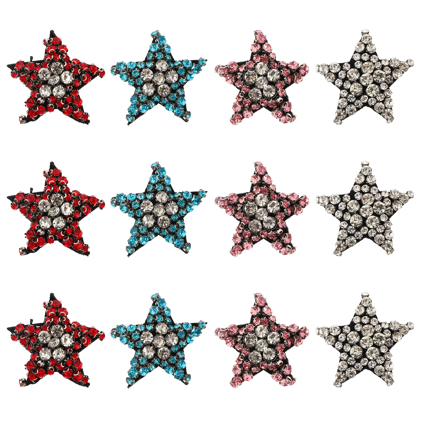 

12pcs Cloth Patch Embroidery Star Sticker Garment Accessories Sparkling Premium Material Durable Practical Long Term Use