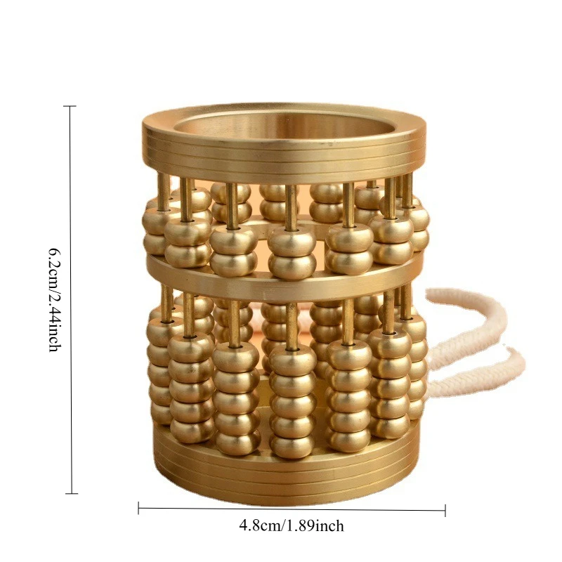 Abacus Shaped Brass Pen Holder Creative Metal Pencil Cup Desk Organizer Desktop Decor Gift for Students Teachers Home Office