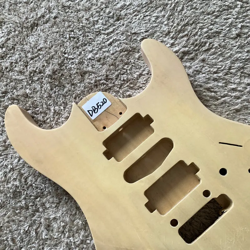 Solid Basswood 6 Strings Electric Guitar Body Unfinished HSH Pickups 2 Points Fixed Tremolo and Bridges for DIYDB520