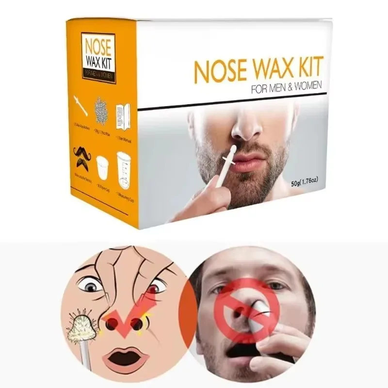 Hair Removal Nose Wax Kit Nose Hair Wax Removal Cosmetic Tool Trimmer Men Nose Hair Remover Waxing Nasal Wax 50g