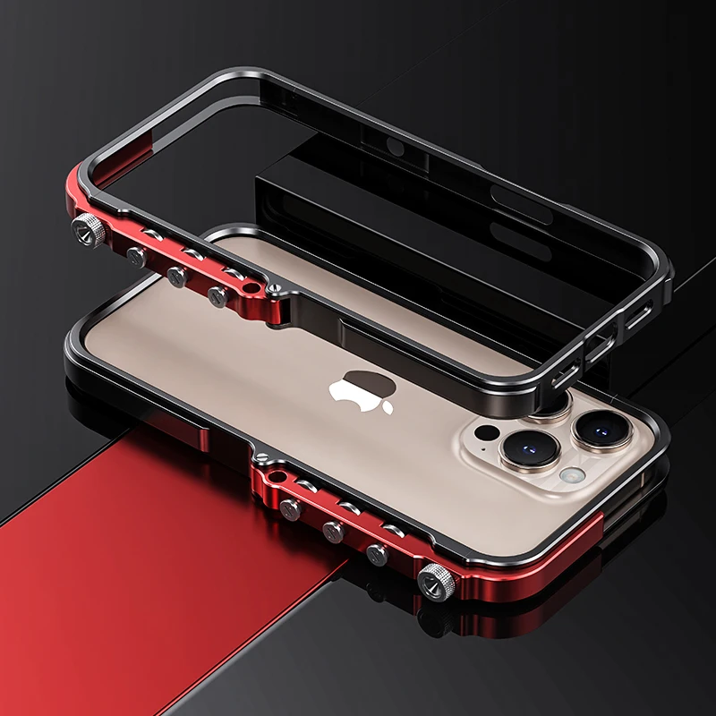 Metal Frame Case For iPhone 15 16 Pro Max Mechanical Aluminum Alloy Shockproof Protection Shell For Iphone 16promax Bumper Cover