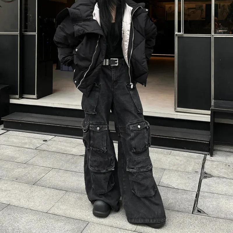 جينز البضائع الرجالي 2026 ربيع متعدد الجيوب جينز مرقع تصميم متخصص عصري غير رسمي متوهج سروال دينم البضائع #4