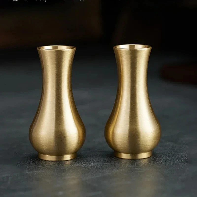 2pcs Metal Water Purification Vase Water Cup for Buddha Worship Flower Arrangement Small Flower Utensils Tea Room Decorations