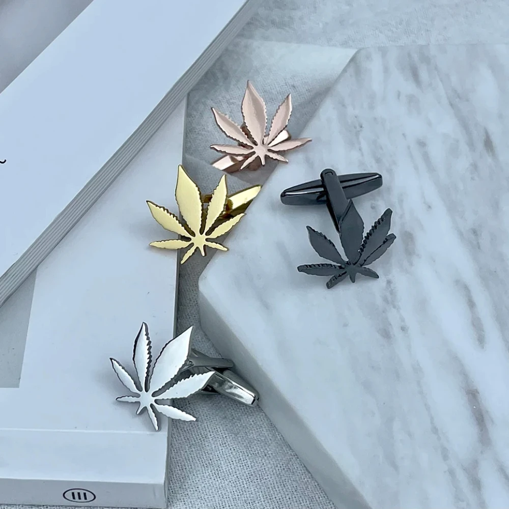 

Maple Leaf Cufflinks for Men Stainless Steel Business French Shirt Cuff Links Buttons Trendy Jewelry Engagement Gifts Wholesale