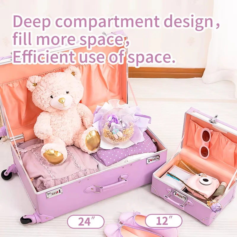 Urecity Vintage Suitcase With Travel Bag Rolling Luggage Set 12 
