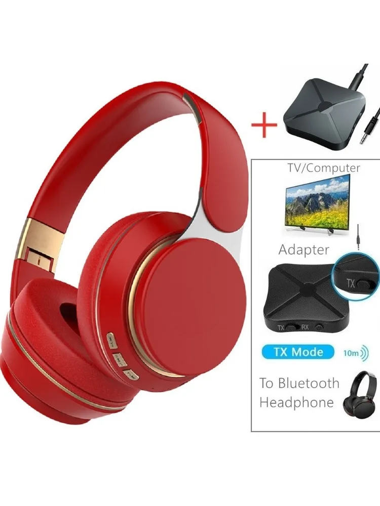 Écouteurs TV sans fil Bluetooth 5.0, adaptateur USB, casque stéréo pliable, oreillettes avec micro, pour Samsung TV, PC, musique