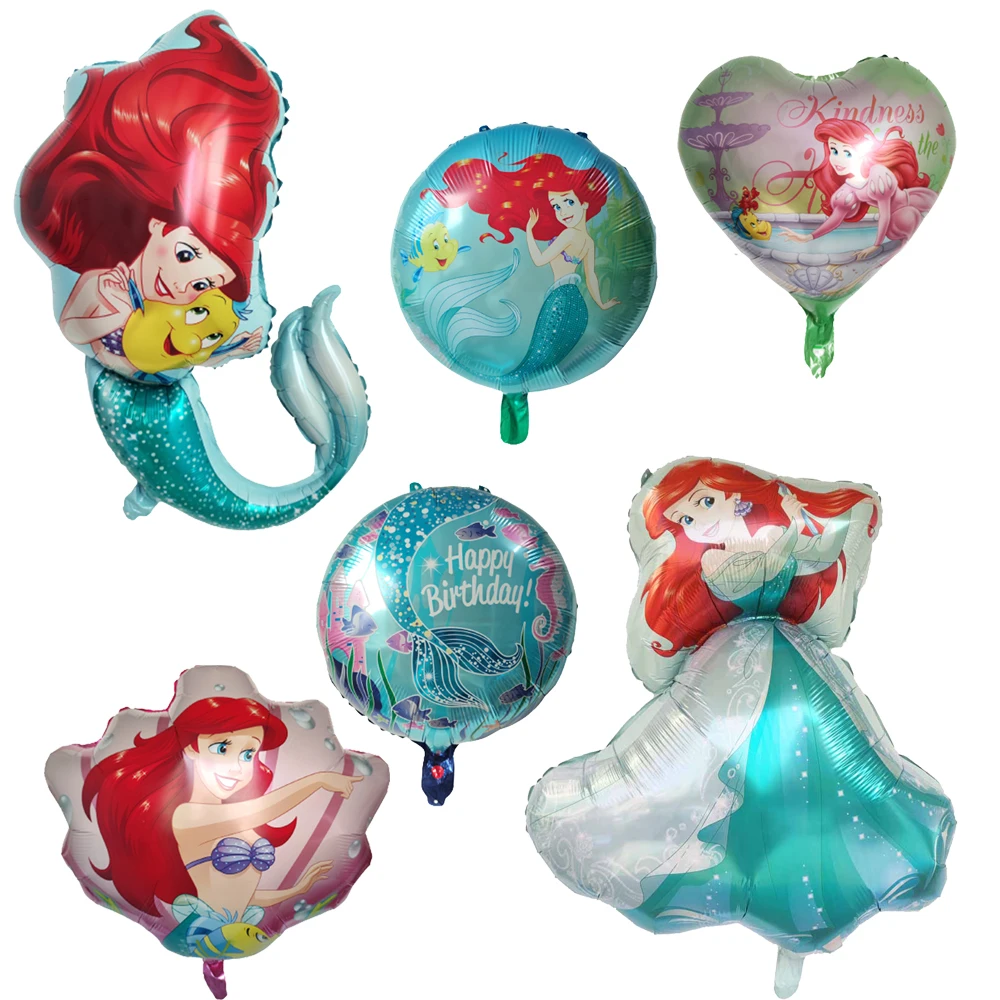 Ariel Sirena tema Palloncini per feste Decorazioni per feste di compleanno per bambini Ragazza Decorazioni per baby shower Animali elio Globos giocattolo per bambini