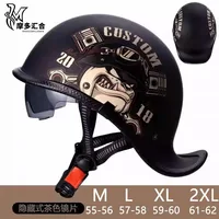 Cascos de motocicleta Retro para hombre, medio casco de moto Vintage con lente integrada, gorra de seguridad para bicicleta eléctrica de verano, moda Harley