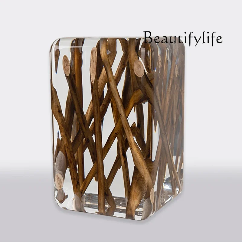 A Acrylic Platinum Crystal Transparent Pier Non-epoxy Resin Crystal Stool Premium Tea Stool Corner Edge